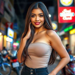 A captivating and beautiful Indonesian woman from Binjai, Medan, exuding confidence and allure