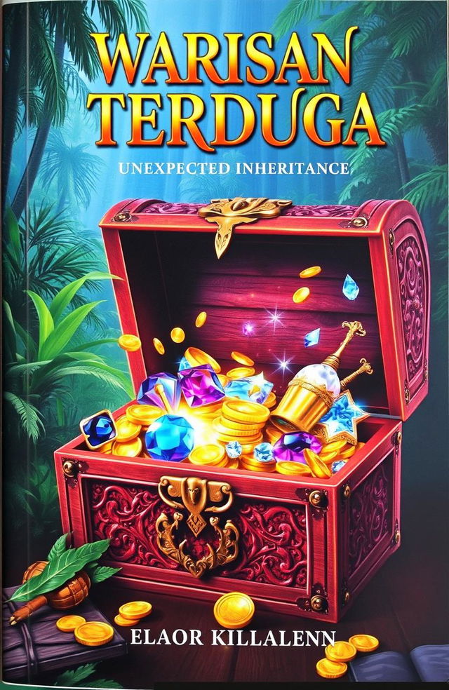 A captivating novel cover for a book titled 'Warisan Tak Terduga' (Unexpected Inheritance)