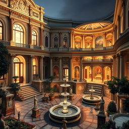 A detailed representation of Nero’s "Golden House" (Domus Aurea) in Rome, showcasing its impressive architecture and luxurious design
