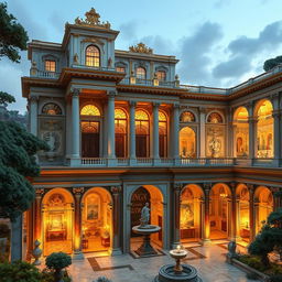 A detailed representation of Nero’s "Golden House" (Domus Aurea) in Rome, showcasing its impressive architecture and luxurious design