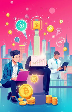 A visually striking editorial illustration that encapsulates the theme of financial freedom through AI