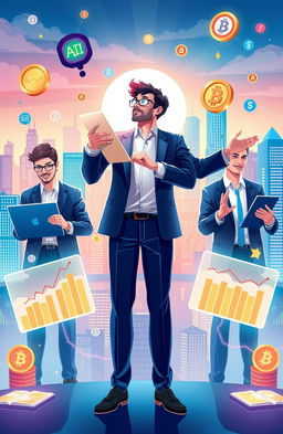 A visually striking editorial illustration that encapsulates the theme of financial freedom through AI