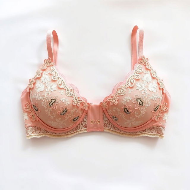 A beautifully designed bra, showcasing intricate lace patterns and delicate embroidery