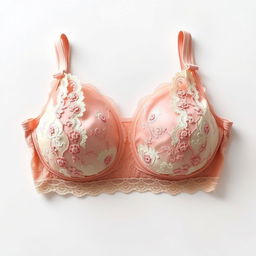 A beautifully designed bra, showcasing intricate lace patterns and delicate embroidery
