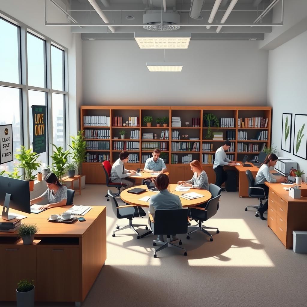 An organized and professional depiction of a modern administrative office environment