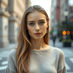 A 37-year-old American woman with a natural style and light skin, featuring minimal makeup