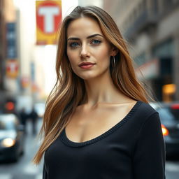 A 37-year-old American woman with a natural style and light skin, featuring minimal makeup