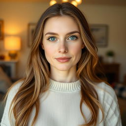 A 37-year-old American woman with a natural style and light skin, featuring minimal makeup