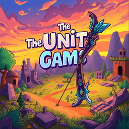 A cartoon-style book cover for 'The Unity Games,' set in a vibrant yet dystopian arena