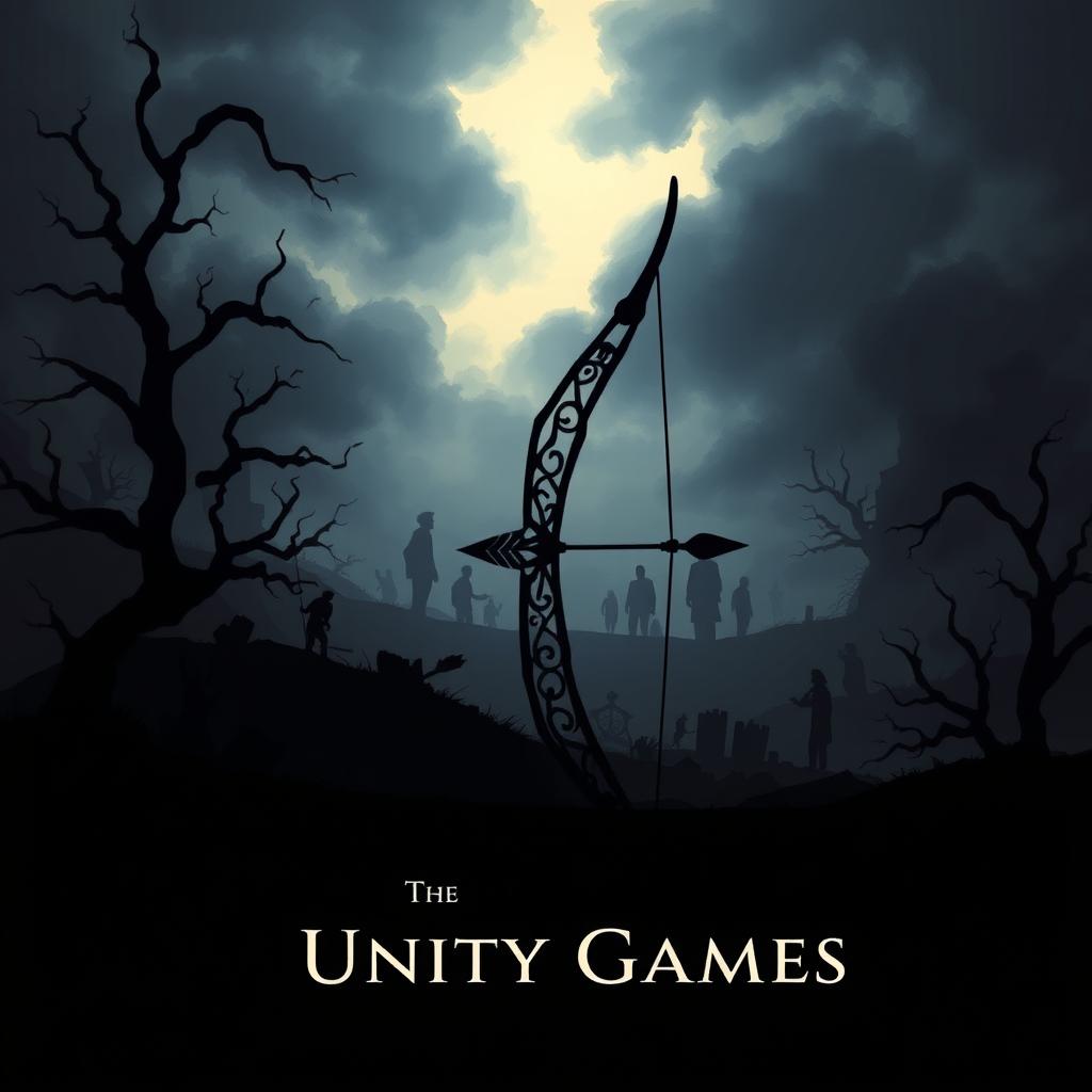A dark yet hopeful book cover for 'The Unity Games,' set in a dystopian world that conveys both despair and resilience