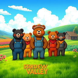 A group of humanoid bears in a charming, cartoonish style reminiscent of Stardew Valley