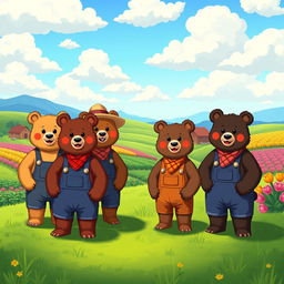 A group of humanoid bears in a charming, cartoonish style reminiscent of Stardew Valley