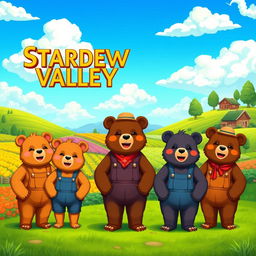 A group of humanoid bears in a charming, cartoonish style reminiscent of Stardew Valley