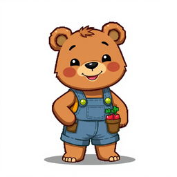 A single humanoid bear character in a charming, cartoonish style reminiscent of Stardew Valley, designed in pixel art