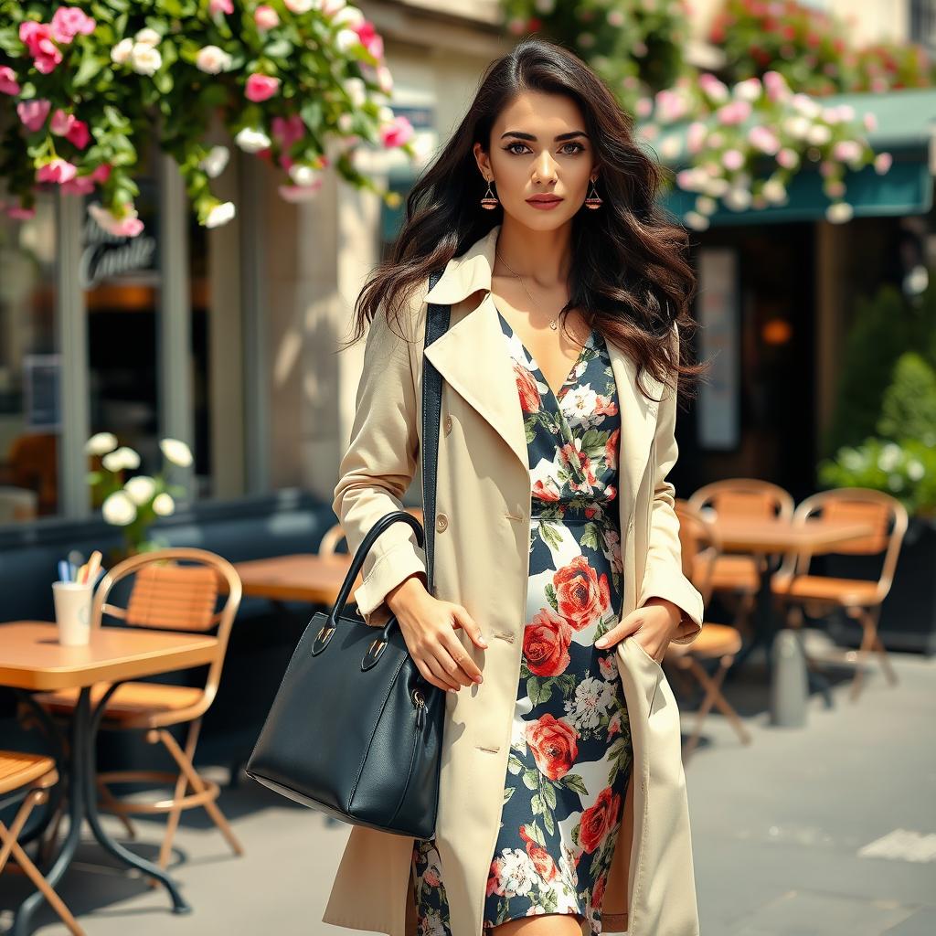 A stylish French woman aged 30 to 45, exuding charm and sophistication