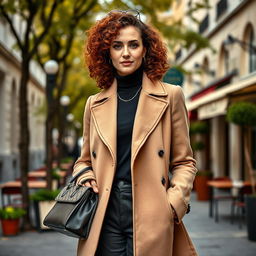 A stylish French woman aged 30 to 42, exuding elegance and sophistication