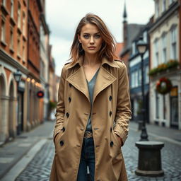 A fashionable European woman located in Germany, aged between 30 and 45 years, elegantly dressed