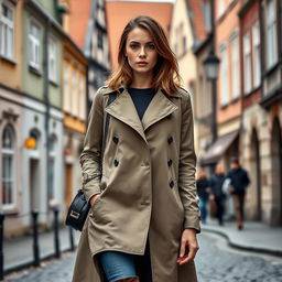 A fashionable European woman located in Germany, aged between 30 and 45 years, elegantly dressed