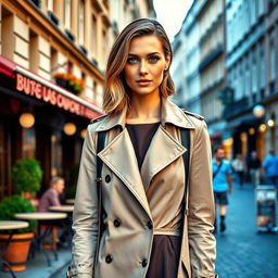 A stylish European woman aged between 30 and 40 years, elegantly dressed