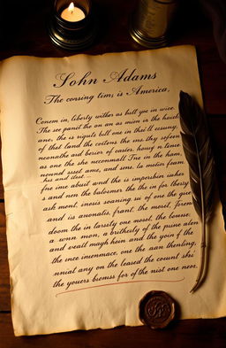 A historical letter written to John Adams, featuring elegant cursive handwriting on aged parchment paper