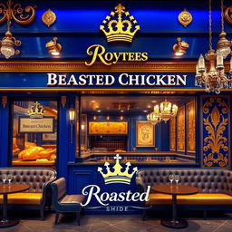 A visually striking broasted chicken shop design with a royal look and feel