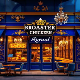 A visually striking broasted chicken shop design with a royal look and feel