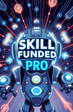 A vibrant and dynamic illustration featuring the title 'SKILL FUNDED PRO' prominently displayed in the center