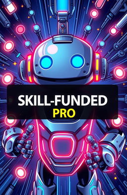 A vibrant and dynamic illustration featuring the title 'SKILL FUNDED PRO' prominently displayed in the center