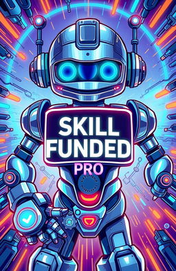 A vibrant and dynamic illustration featuring the title 'SKILL FUNDED PRO' prominently displayed in the center