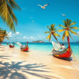 A serene shoreline scene in the Philippines depicting traditional fishing