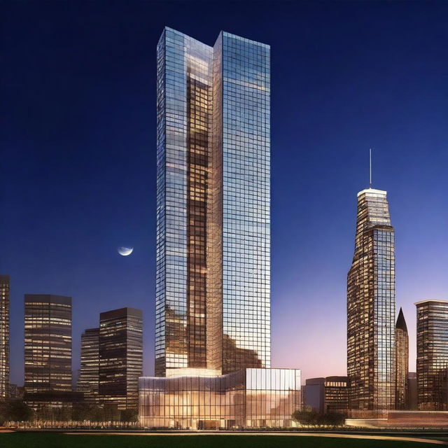 A high-quality, 3D rendered image showcasing the grandeur of the Trump Towers