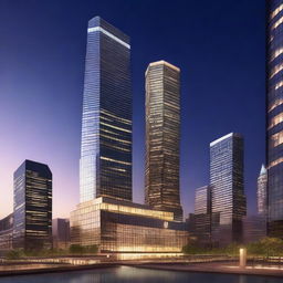 A high-quality, 3D rendered image showcasing the grandeur of the Trump Towers