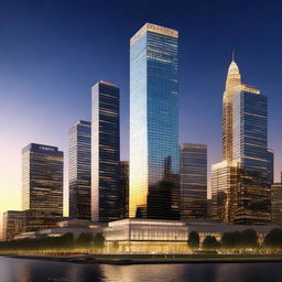 A high-quality, 3D rendered image showcasing the grandeur of the Trump Towers