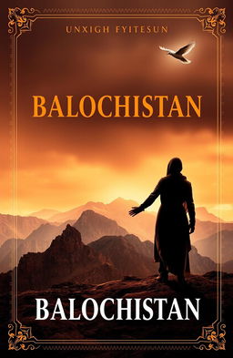 A dramatic and emotional book cover featuring a rugged, mountainous landscape representing the Balochistan region