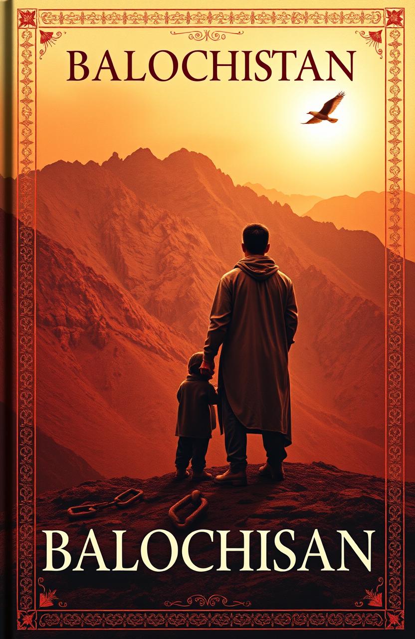 A dramatic and emotional book cover featuring a rugged, mountainous landscape representing the Balochistan region