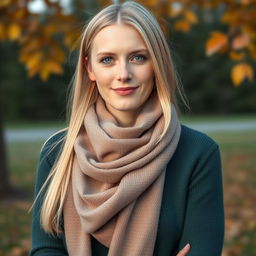 A portrait of Sini, a 32-year-old woman exuding natural Scandinavian beauty