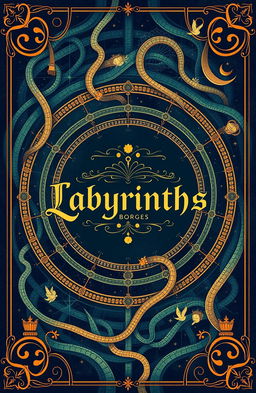 A beautifully illustrated book cover for 'Labyrinths' by Jorge Luis Borges