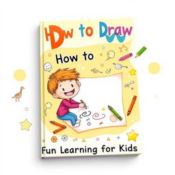 An engaging and illustrated book cover for a children's book titled 'How to Draw: Fun Learning for Kids'