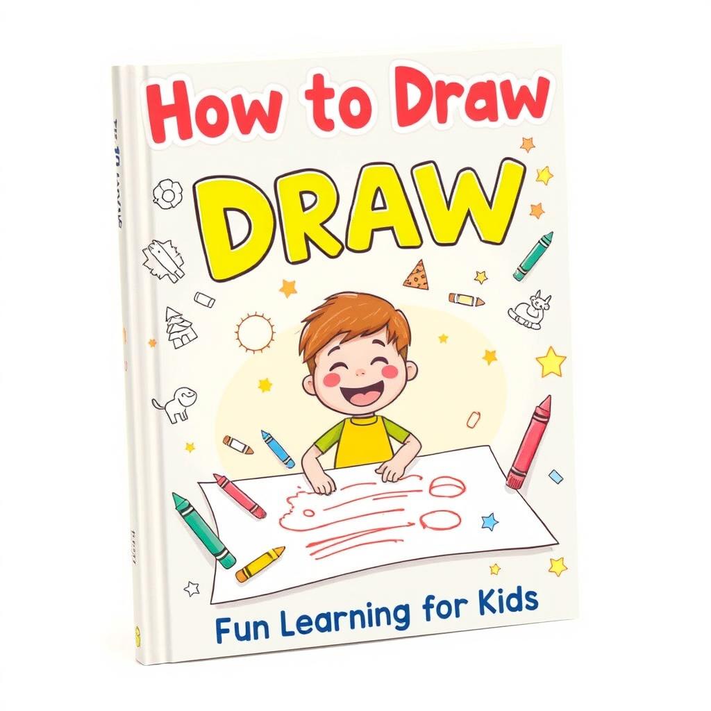 An engaging and illustrated book cover for a children's book titled 'How to Draw: Fun Learning for Kids'