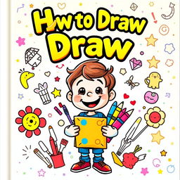 A vibrant and inviting kids' book cover for 'How to Draw' featuring an imaginative theme