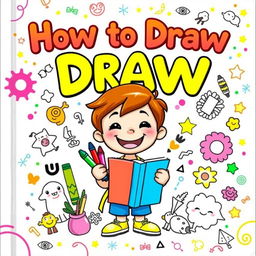 A vibrant and inviting kids' book cover for 'How to Draw' featuring an imaginative theme