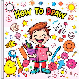 A vibrant and inviting kids' book cover for 'How to Draw' featuring an imaginative theme