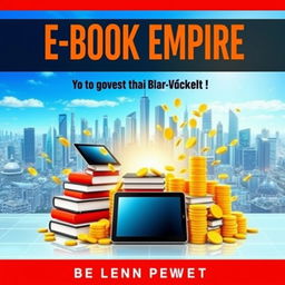 An eye-catching cover design for an e-book titled 'E-Book Empire: Your Guide to Earning Thousands Weekly