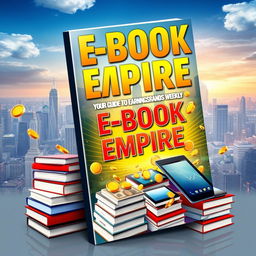 An eye-catching cover design for an e-book titled 'E-Book Empire: Your Guide to Earning Thousands Weekly