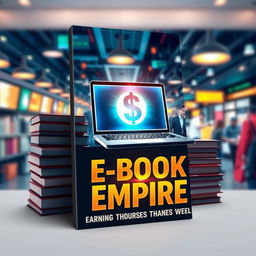 A captivating e-book cover design for 'E-Book Empire: Your Guide to Earning Thousands Weekly