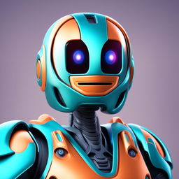 This is a high-quality digital art image of a vibrant, three-dimensional humanoid robot emoji