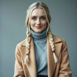 A portrait of Aura, a 34-year-old woman embodying exquisite Scandinavian beauty