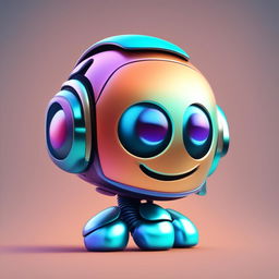 This is a high-quality digital art image of a vibrant, three-dimensional humanoid robot emoji