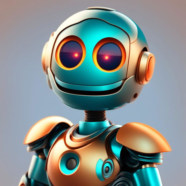 This is a high-quality digital art image of a vibrant, three-dimensional humanoid robot emoji