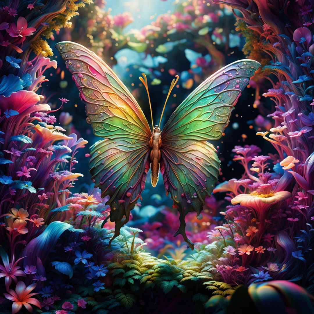 The image is a high-quality digital art piece set in a magical fairyland